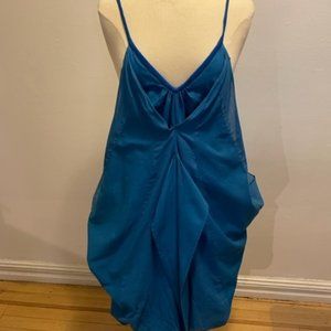 Stunning and rare Trosman turquoise cotton butterfly origami slip dress